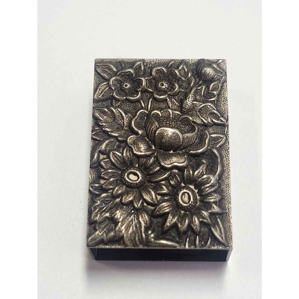 Antique S. Kirk & Son Sterling Silver Match Box Cover Repousse Floral Design